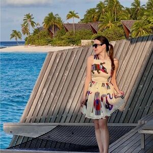 Cream Alligator Print Sundress